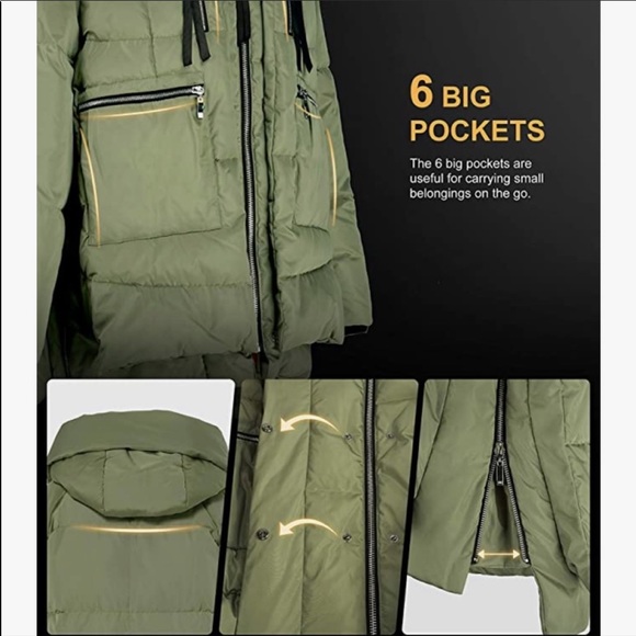 Orolay women’s army green thickened down puffer jacket - Picture 6 of 15